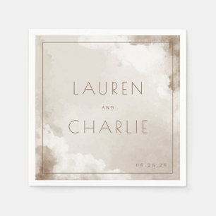Serene Beige Watercolor Clouds Napkin