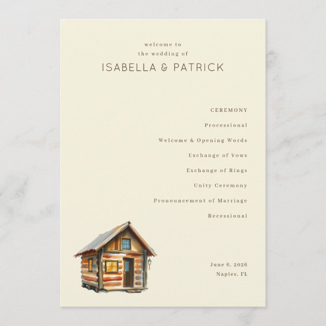 Serene Beige Wooden Cabin Program (Front)