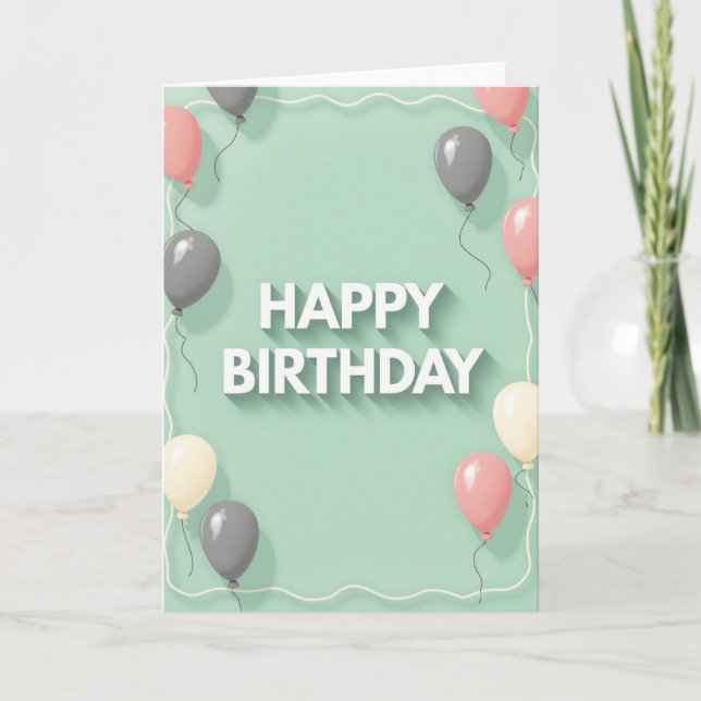 Serene Birthday Balloon Card (Front)