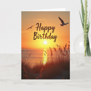 Serene Birthday Sunset Coastal Card