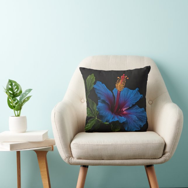 "Serene Bloom: The Beauty of Blue Hibiscus Flowers Throw Pillow (Chair)