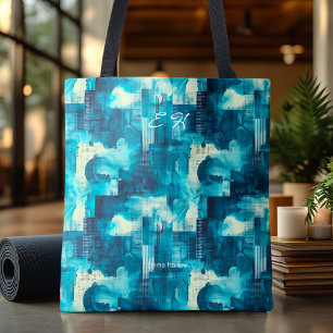 Serene Blue Abstract Personalized Tote Bag