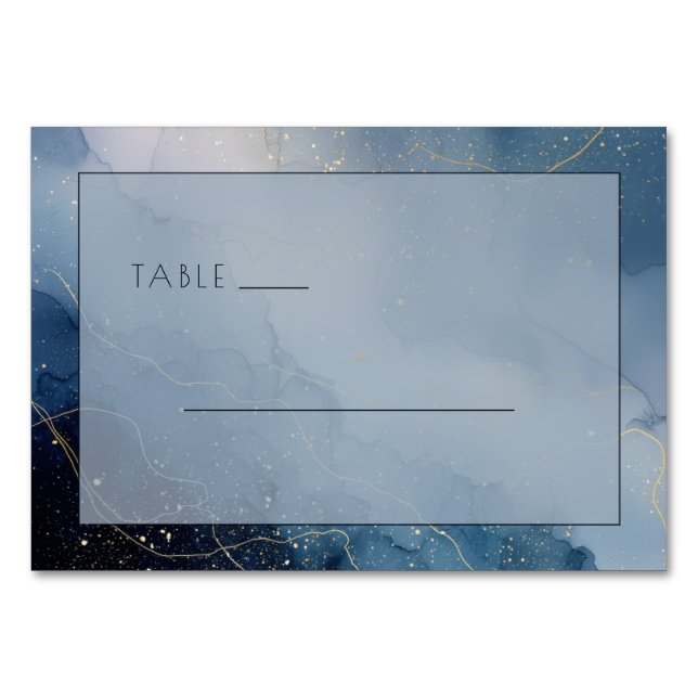 Serene Blue Abstract Waves Table Number (Front)