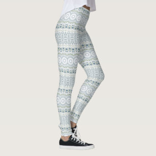Serene Blue and Green Mandala Pattern Design Leggings