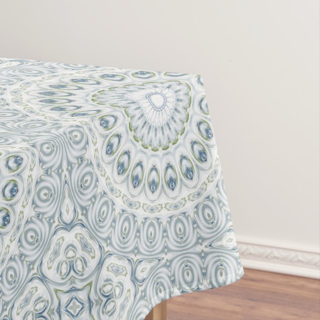 Serene Blue and Green Mandala Pattern Design Tablecloth (In Situ)