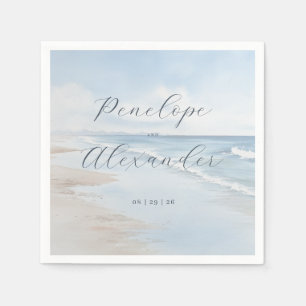 Serene Blue Beach Waves Napkin