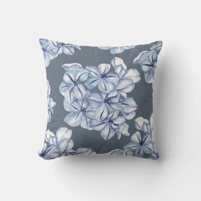 Serene Blue Bloom Pillow (Front)