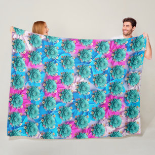 "Serene Blue Blooms" Fleece Blanket