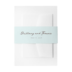 Serene Blue Calligraphy Invitation Belly Band