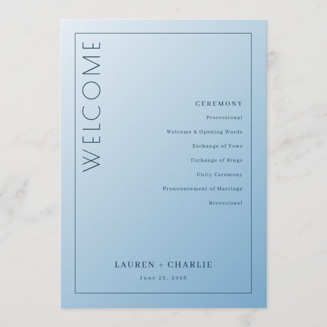 Serene Blue Ceremony Schedule Program (Front)
