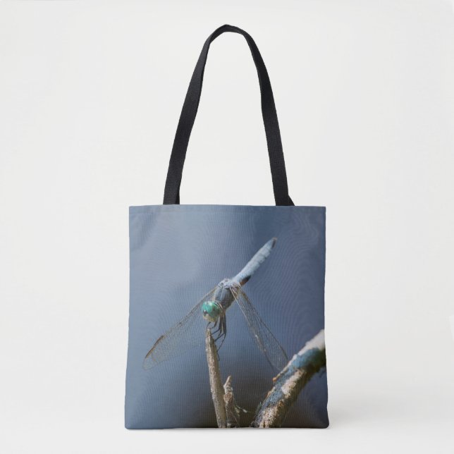 Serene blue dragonfly tote bag (Front)