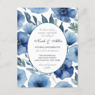 Serene Blue Floral Wedding Invitations