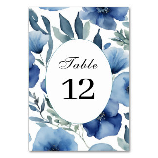Serene Blue Floral Wedding Invitations Table Number