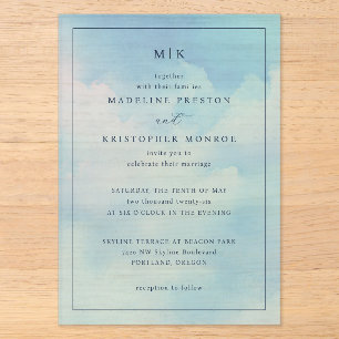 Serene Blue Gradient Wedding Invitation