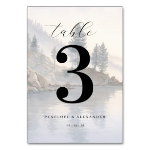 Serene Blue Lakeside Nature Table Number