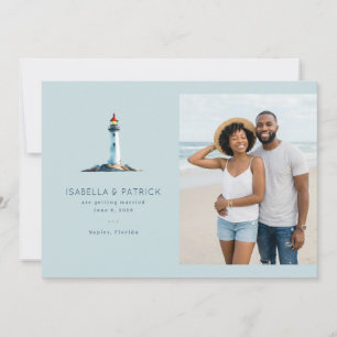 Serene Blue Lighthouse Beach Save The Date