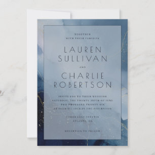 Serene Blue Marbled Elegancy Invitation