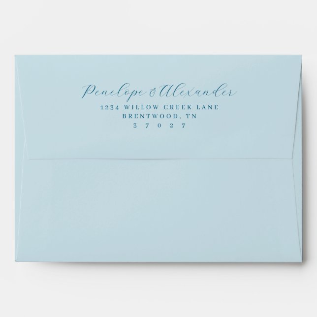 Serene Blue Minimalist Calligraphy Envelope (Back (Top Flap))