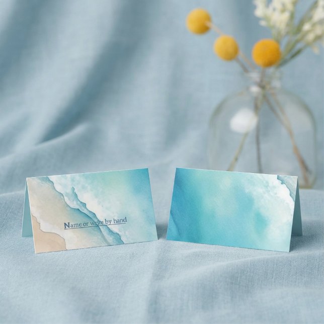  Serene Blue Ocean Beach name place card (Creator Uploaded)