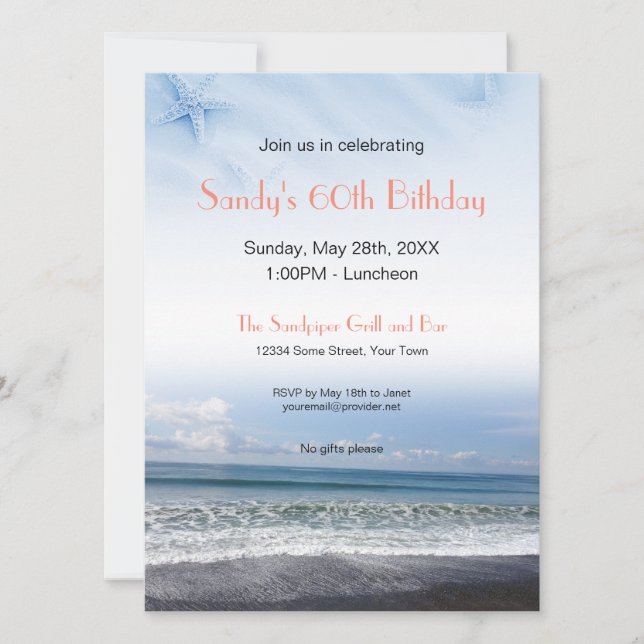 Serene Blue Ocean Scene Invitation (Front)