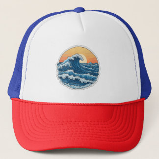 Serene Blue Ocean Waves Coastal Art Trucker Hat