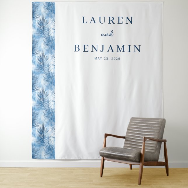 Serene Blue Pine Trees Tapestry (In Situ)