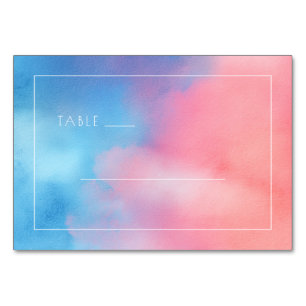 Serene Blue Pink Gradient Table Number