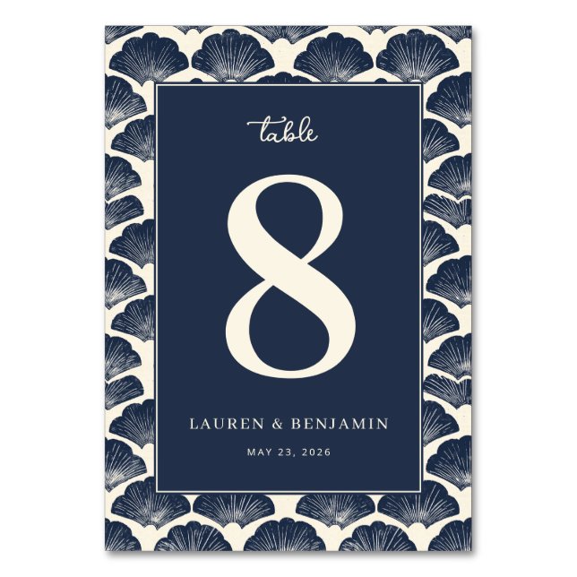 Serene Blue Seashell Table Number (Front)