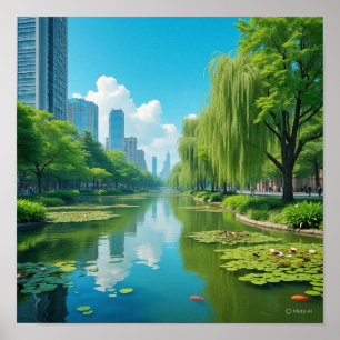 Serene Blue Sky with Clouds Poster