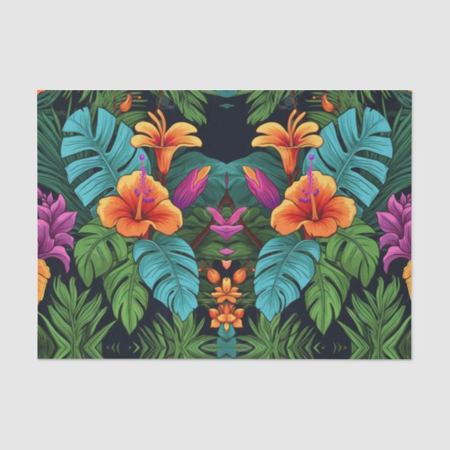 Serene Blue Tropical Flowers Decoupage Paper (Front)