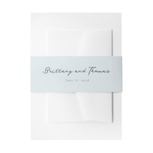 Serene Blue Typographic Names Invitation Belly Band