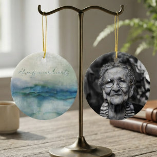 Serene Blue Watercolor Keepsake Ceramic Ornament