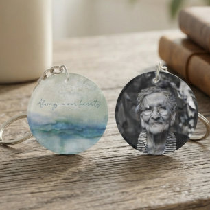 Serene Blue Watercolor Memento Keychain
