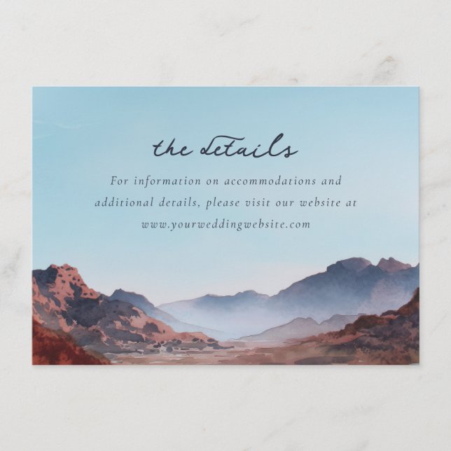 Serene Blue Watercolor Mountain Landscape Enclosure Card (Front)