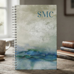 Serene Blue Watercolor Reflection Notebook