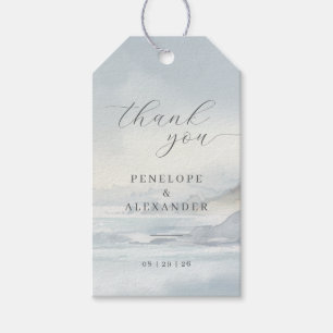 Serene Blue Watercolor Waves Gift Tags