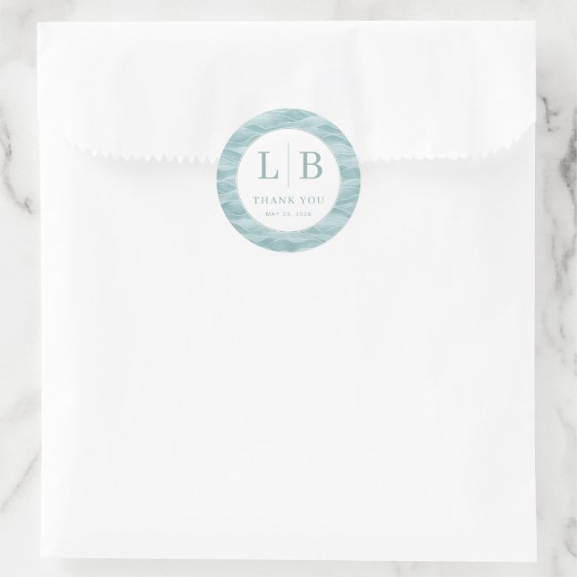 Serene Blue Wave Oceanic Classic Round Sticker (Bag)