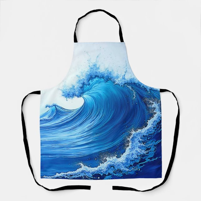 Serene Blue Wave Splashes Apron (Front)
