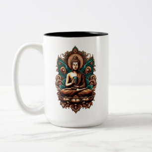 Serene Buddha, Coffee & Zen Sculpture Statue Two-Tone Coffee Mug