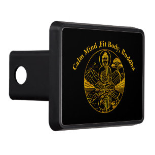 Serene Buddha Figure Reflecting on Tranquil Waters Trailer Hitch Cover