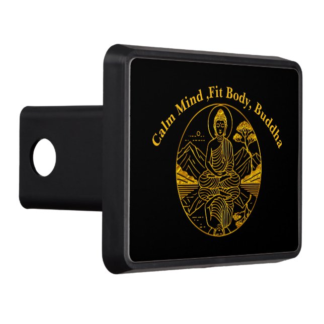 Serene Buddha Figure Reflecting on Tranquil Waters Trailer Hitch Cover (Right)