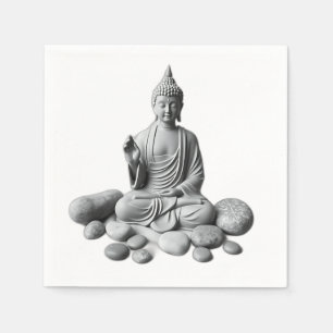 Serene Buddha with Stones and Plants Napkin