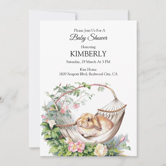 Serene Bunny Retreat Invitation (Front)