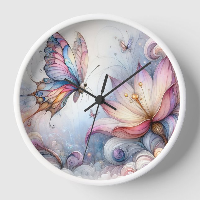 Serene Butterfly Wall Clock (Front)