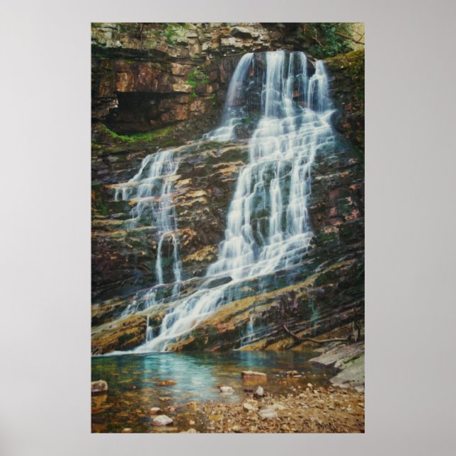 Serene Cascading Waterfall in Nature Poster (Front)
