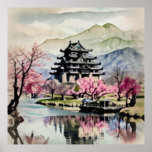 Serene Castle On Lake(Spring) Poster (Front)