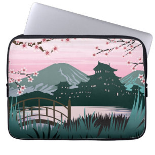 Serene Cherry Blossom Japanese Landscape Calm Laptop Sleeve