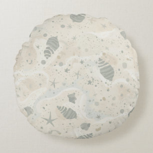 Serene Coastal Tidepool Round Pillow