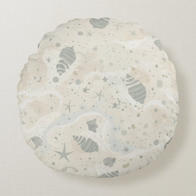 Serene Coastal Tidepool Round Pillow (Front)