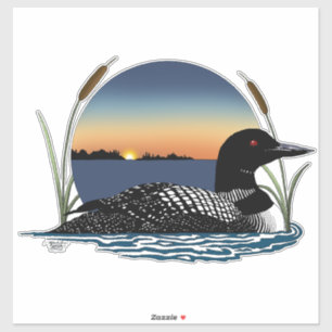 Serene Common Loon Sunset Blue Wildlife Lake